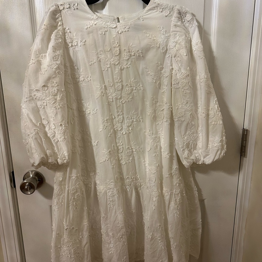 & Other Stories Cream Embroidered Dress